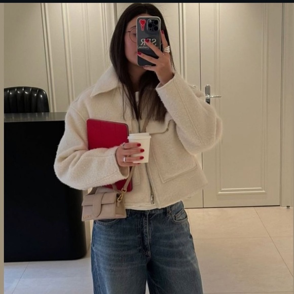 Zara BOUCLÉ JACKET WITH PATCH POCKETS NWOT XS - Picture 9 of 15